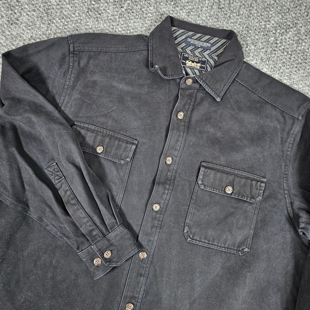 Levi Strauss & Co. Lined Black Button Down Shirt Mens Large Shacket Soft Coat